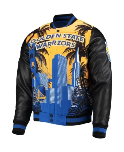 NBA Golden State Warriors Remix Varsity Jacket | Trendy Leather Jackets