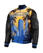 NBA Golden State Warriors Remix Varsity Jacket | Trendy Leather Jackets
