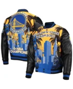 NBA Golden State Warriors Remix Varsity Jacket | Trendy Leather Jackets