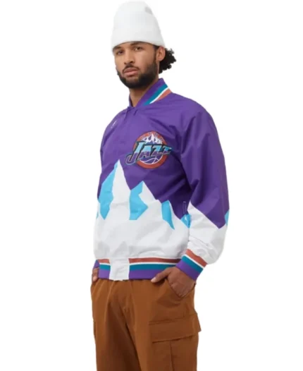 NBA Mitchell And Ness Utah Jazz Warm Up Jacket | Trendy Leather Jackets