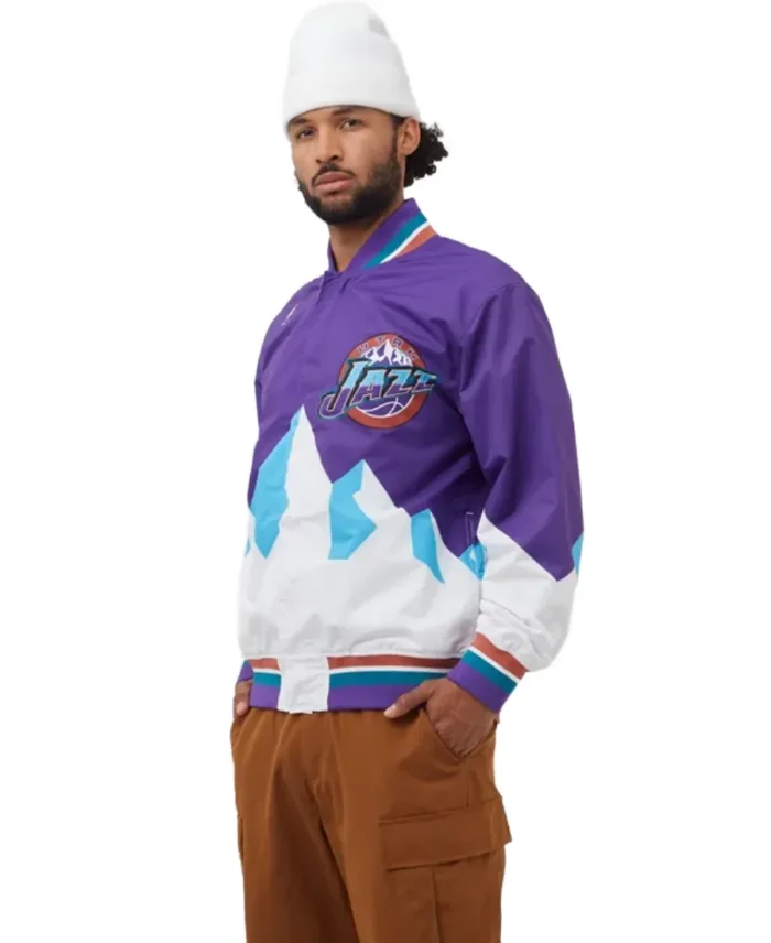 NBA Mitchell And Ness Utah Jazz Warm Up Jacket | Trendy Leather Jackets