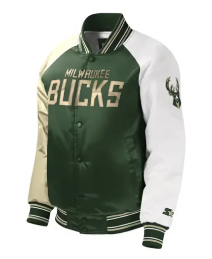 NBA Starter Mikwaukee Bucks Varsity Jacket | Trendy Leather Jackets