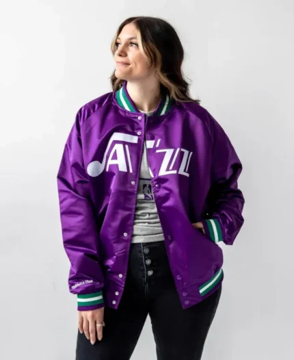 NBA Utah Jazz Lightweight Satin Jacket | Trendy Leather Jackets