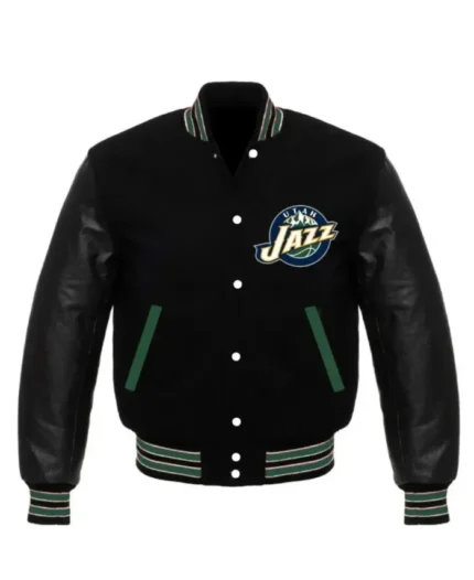NBA Utah Jazz Wool and Leather Letterman Jacket | Trendy Leather Jackets