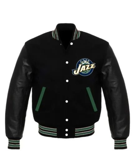 NBA Utah Jazz Wool and Leather Letterman Jacket | Trendy Leather Jackets