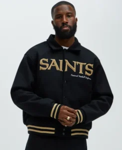 New Orleans Saints Black Bomber Jacket | Trendy Leather Jackets