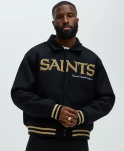 New Orleans Saints Black Bomber Jacket | Trendy Leather Jackets