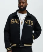 New Orleans Saints Black Bomber Jacket | Trendy Leather Jackets