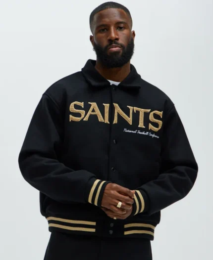 New Orleans Saints Black Bomber Jacket | Trendy Leather Jackets