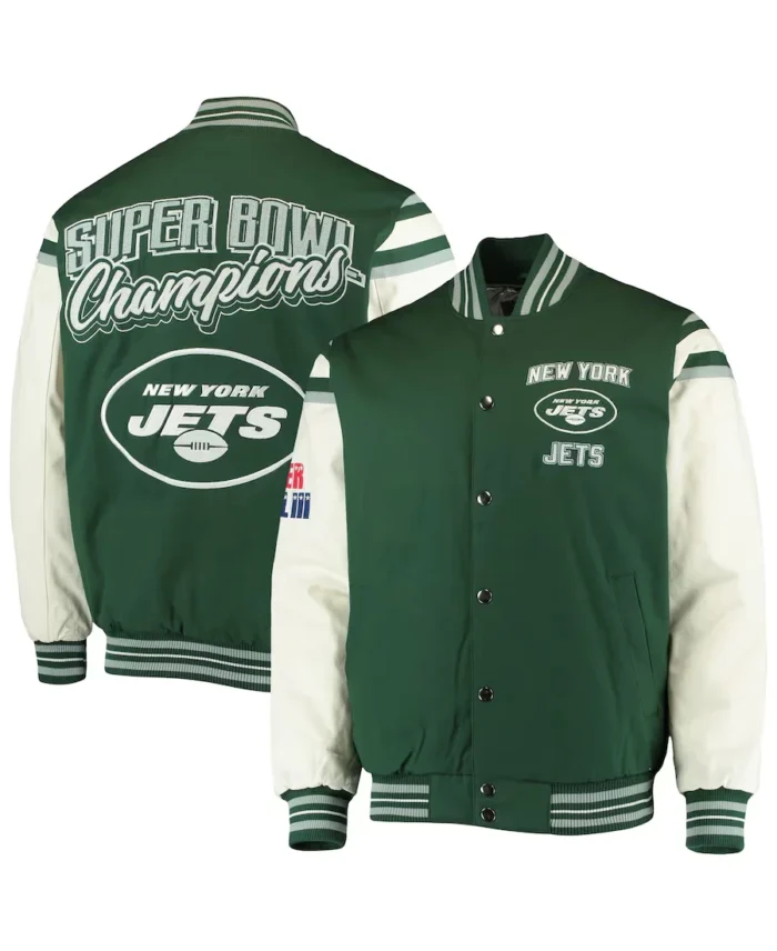 New York Jets Carl Banks Vectory Varsity Jacket | Trendy Leather Jackets
