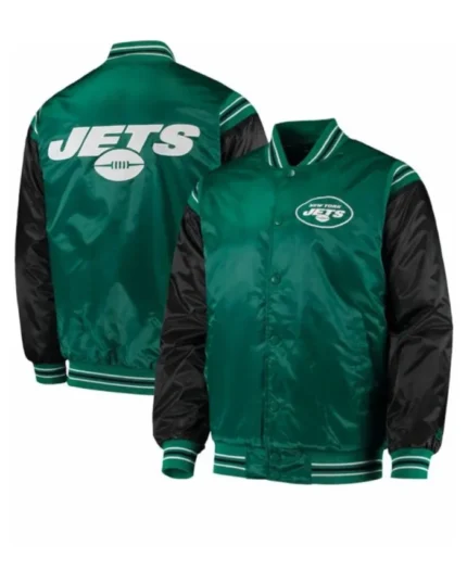 New York Jets Green And Black Satin Jacket | Trendy Leather Jackets