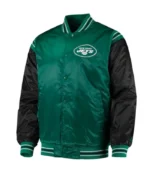 New York Jets Green And Black Satin Jacket | Trendy Leather Jackets