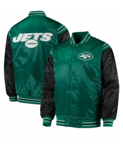 New York Jets Green And Black Satin Jacket | Trendy Leather Jackets