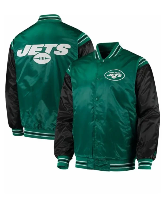 New York Jets Green And Black Satin Jacket | Trendy Leather Jackets
