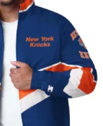 New York Knicks Captain Royal Varsity Satin Jacket | Trendy Leather Jackets