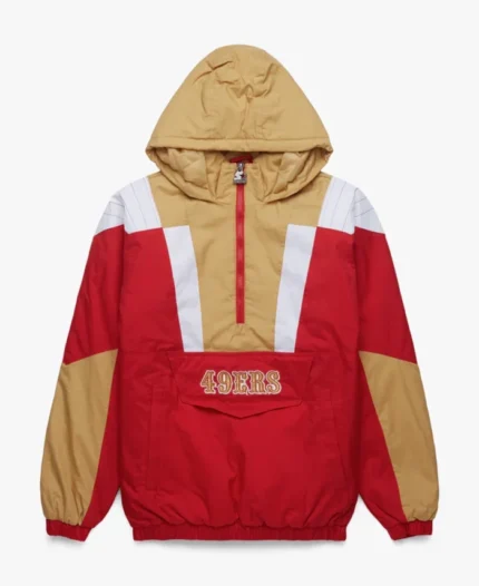NFL 2024 Homage X Starter 49ers Pullover Jacket | Trendy Leather Jackets