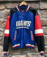 NFL 90’s New York Giants Mirage Leather Varsity Jacket | Trendy Leather Jackets