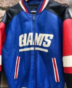 NFL 90’s New York Giants Mirage Leather Varsity Jacket | Trendy Leather Jackets