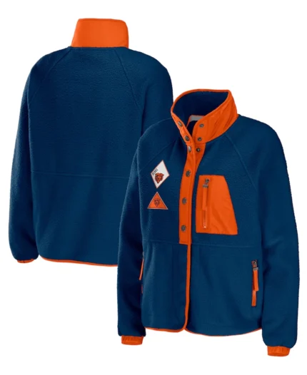 NFL Chicago Bears Navy Polar Fleece Raglan Jacket | Trendy Leather Jackets