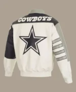 NFL Dallas Cowboys White Leather Varsity Jacket | Trendy Leather Jackets
