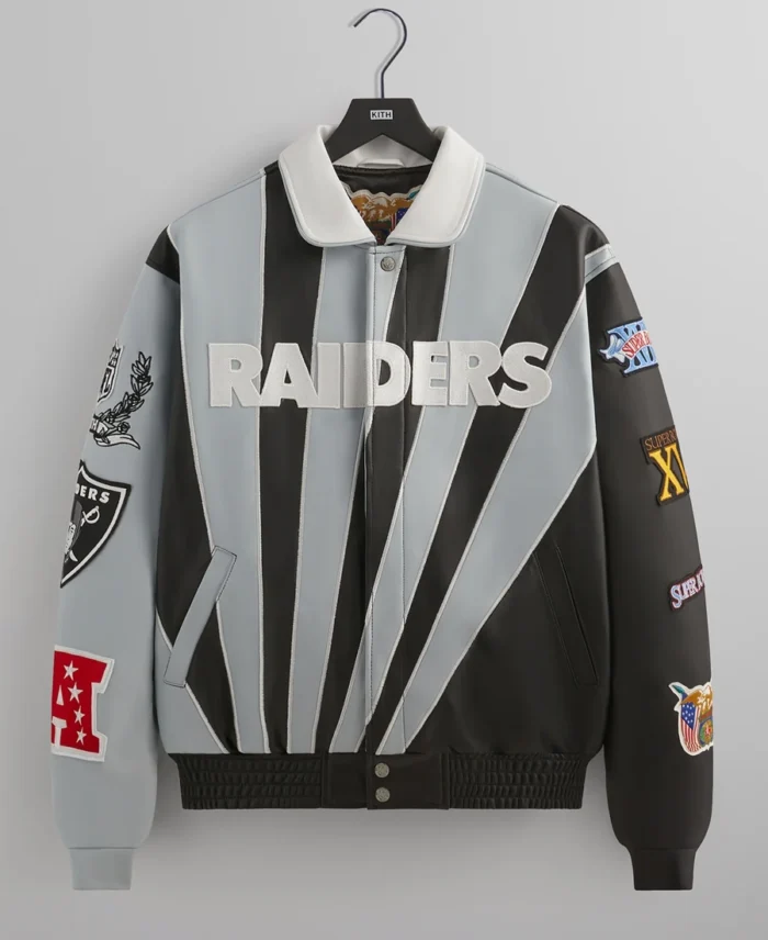 NFL Kith and Jeff Las Vegas Raiders Leather Jacket | Trendy Leather Jackets
