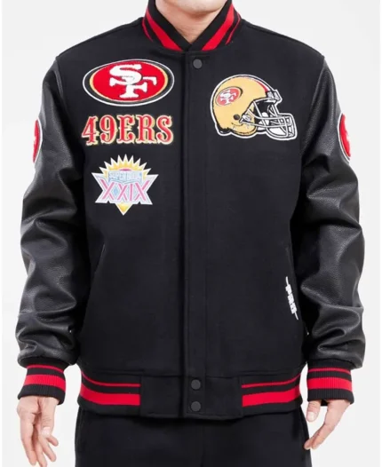 NFL Mashup San Francisco 49ers Varsity Jacket | Trendy Leather Jackets