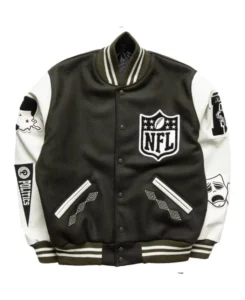 NFL Men's Politics Olive Letterman Jacket | Trendy Leather Jackets