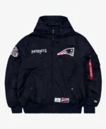 NFL New England Patriots Blue Hooded Bomber Jacket | Trendy Leather Jackets