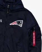 NFL New England Patriots Blue Hooded Bomber Jacket | Trendy Leather Jackets