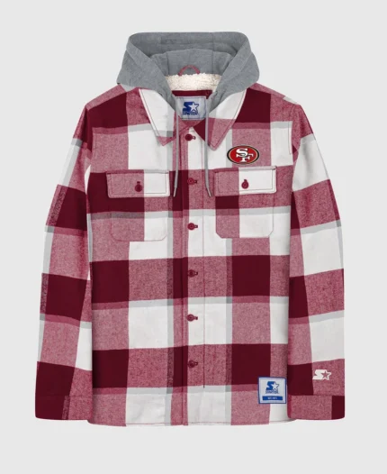 NFL San Francisco 49ers Sherpa Plaid Jacket | Trendy Leather Jackets