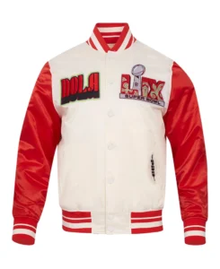 NFL Super Bowl LIX Cream Sublimated Satin Jacket | Trendy Leather Jackets