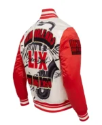 NFL Super Bowl LIX Cream Sublimated Satin Jacket | Trendy Leather Jackets