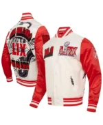 NFL Super Bowl LIX Cream Sublimated Satin Jacket | Trendy Leather Jackets