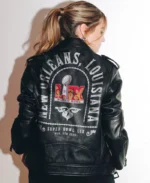 NFL Women's Super Bowl LIX Rebecca Leather Jacket | Trendy Leather Jackets