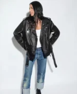 NFL Women's Super Bowl LIX Rebecca Leather Jacket | Trendy Leather Jackets