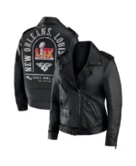 NFL Women's Super Bowl LIX Rebecca Leather Jacket | Trendy Leather Jackets