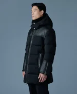 NICHOLAS Mixed-media shearling Puffer Jacket | Trendy Leather Jackets