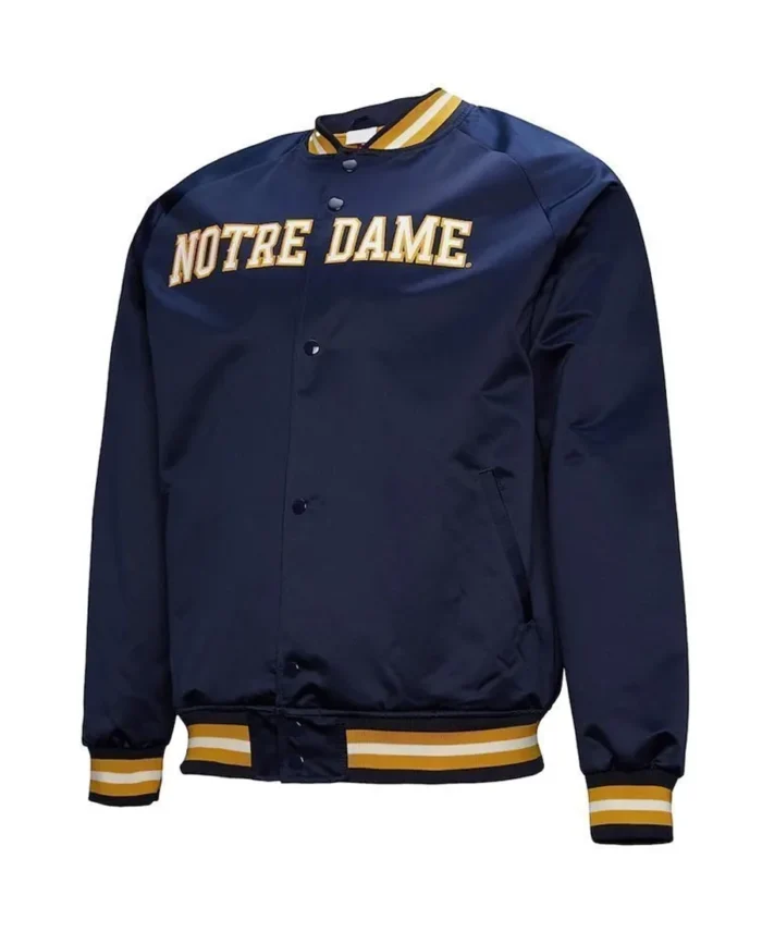 Notre Dame Fighting Irish Navy Satin Jacket | Trendy Leather Jackets