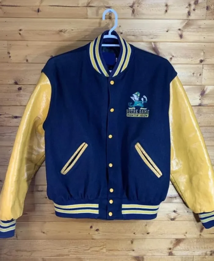 Notre Dame Fighting Irish Yellow Varsity Jacket | Trendy Leather Jackets