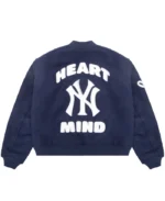 NY Yankees Heart & Mind Wool Bomber Jacket | Trendy Leather Jackets