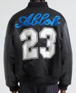 Off White Nylon & Leather Varsity Jacket | Trendy Leather Jackets