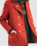 Orange Red Loden Hunting Jacket | Trendy Leather Jackets