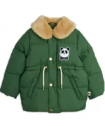 Panda Patch Green Puffer Jacket | Trendy Leather Jackets