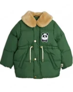 Panda Patch Green Puffer Jacket | Trendy Leather Jackets
