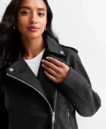 Petite Black Leather Biker Jacket | Trendy Leather Jackets