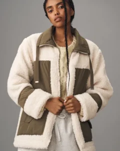 Pilcro Mixed Anorak Sherpa Jacket | Trendy Leather Jackets