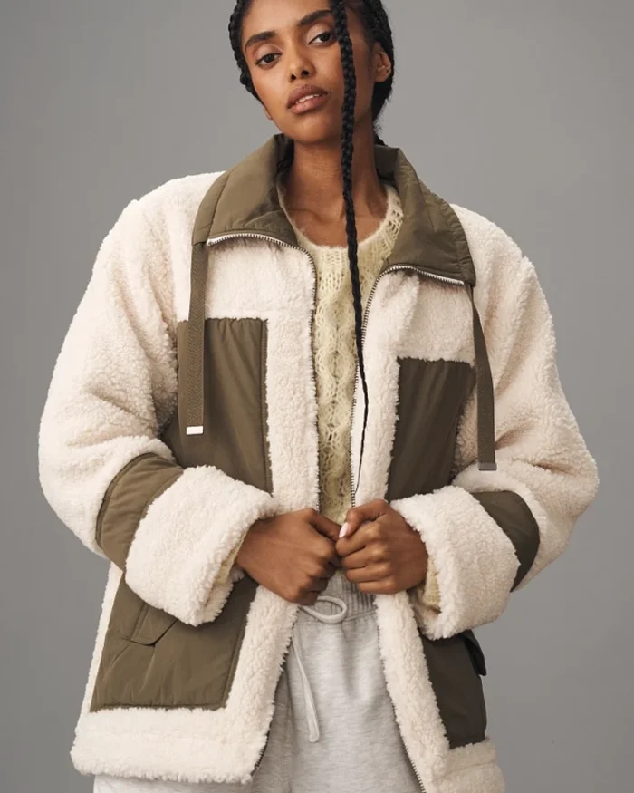 Pilcro Mixed Anorak Sherpa Jacket | Trendy Leather Jackets