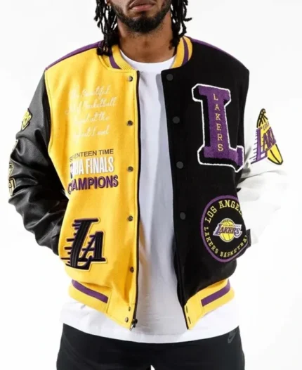 Pro Standard NBA Los Angeles Lakers Logo Varsity Jacket | Trendy Leather Jackets