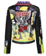 Punk Rock Fire Graffiti Studded Motorcycle Jacket | Trendy Leather Jackets