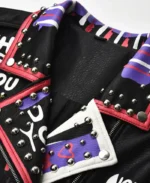 Punk Rock Fire Graffiti Studded Motorcycle Jacket | Trendy Leather Jackets